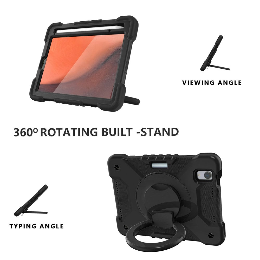 360-degree Rotating Kickstand Anti-Scratch Anti-Drop PC + Silicone Tablet Case with Shoulder Strap for iPad mini (2024) / mini (2021)