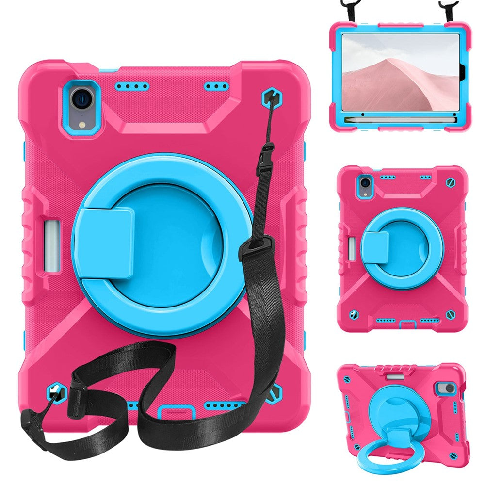 360-degree Rotating Kickstand Anti-Scratch Anti-Drop PC + Silicone Tablet Case with Shoulder Strap for iPad mini (2024) / mini (2021)