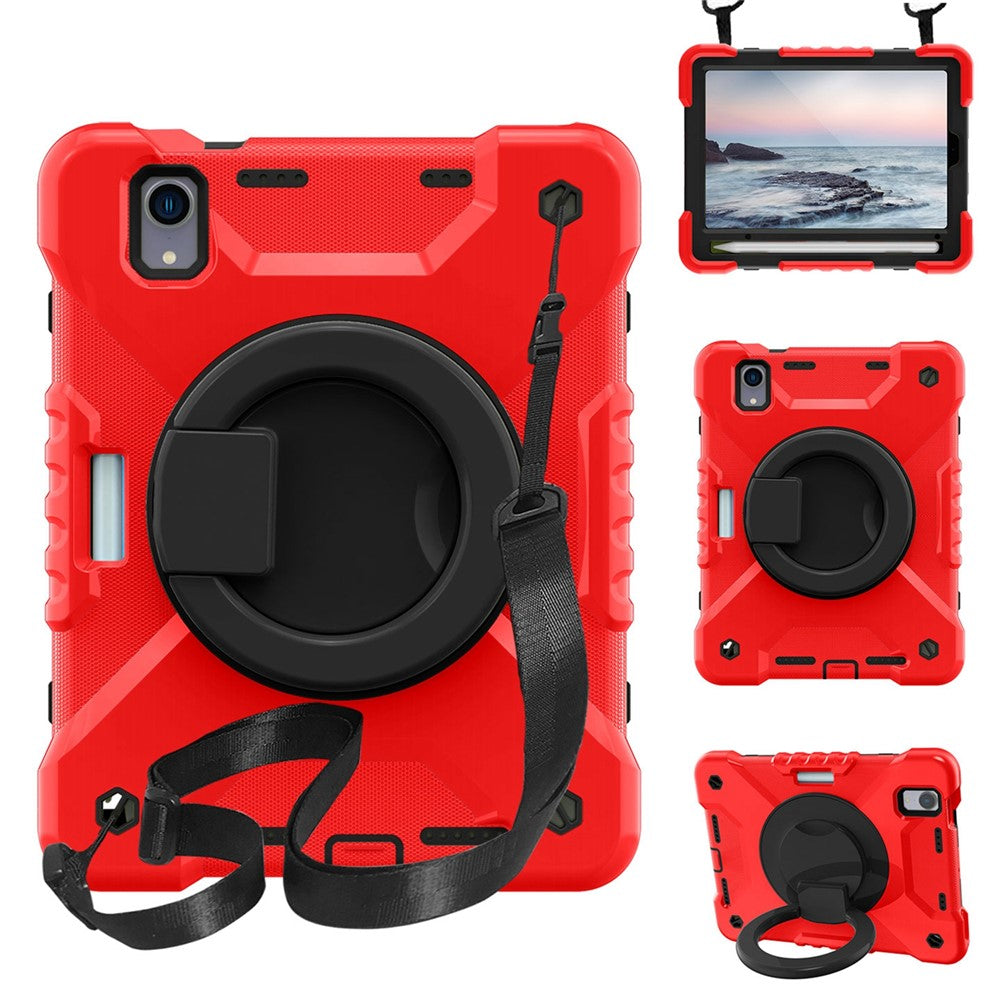 360-degree Rotating Kickstand Anti-Scratch Anti-Drop PC + Silicone Tablet Case with Shoulder Strap for iPad mini (2024) / mini (2021)
