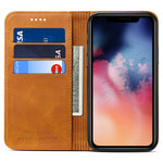 SUTENI Shockproof Drop-proof Textured Surface Magnetic Automatic Closing Wallet Flip Leather Case with Stand for iPhone 11 Pro Max 6.5 inch