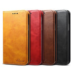 SUTENI Shockproof Drop-proof Textured Surface Magnetic Automatic Closing Wallet Flip Leather Case with Stand for iPhone 11 Pro Max 6.5 inch