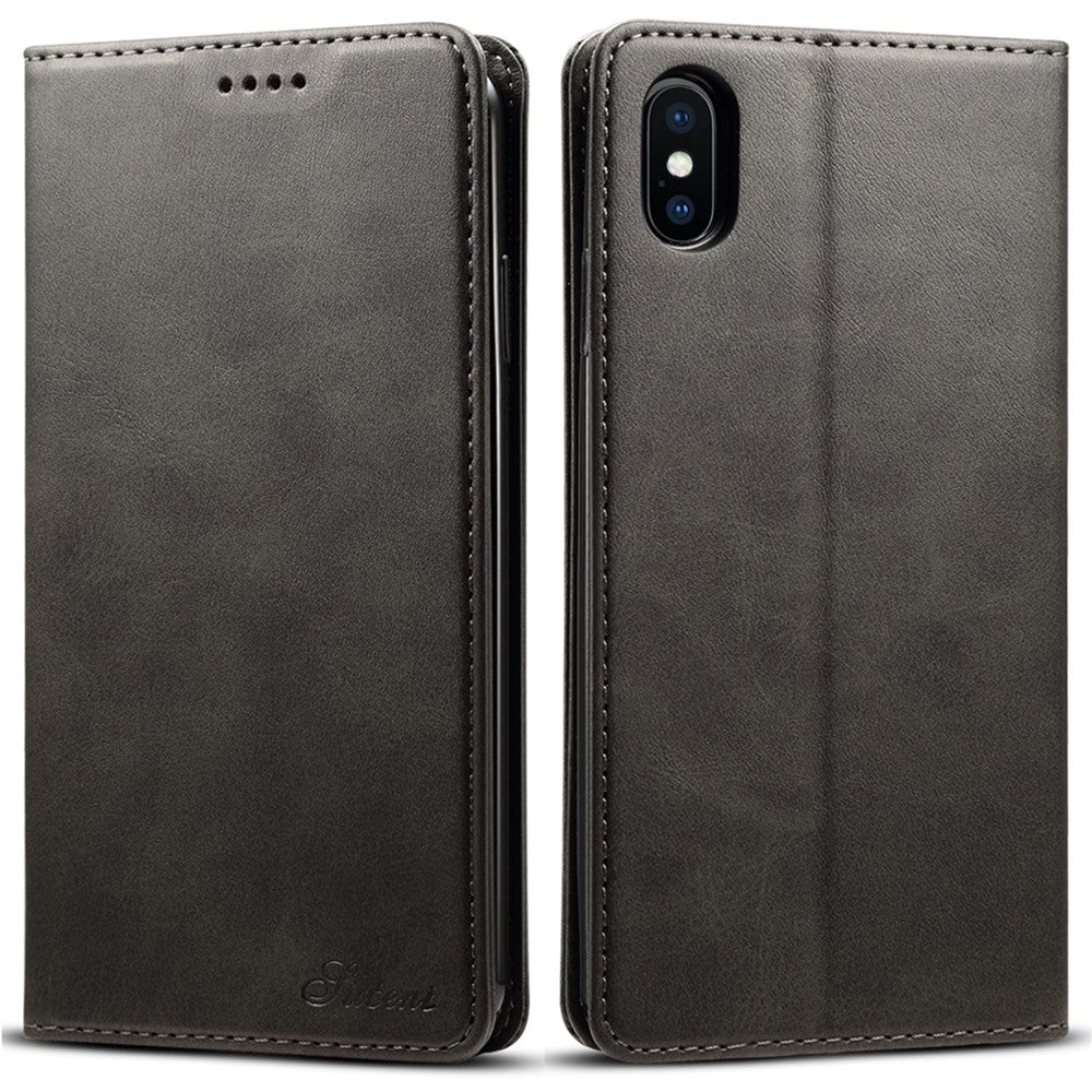 SUTENI Tekstureret overflade Folio Flip Beskyttelsesetui Pung Magnetisk Automatisk Lukning Lædercover med Stand til iPhone XS Max 6,5 tommer