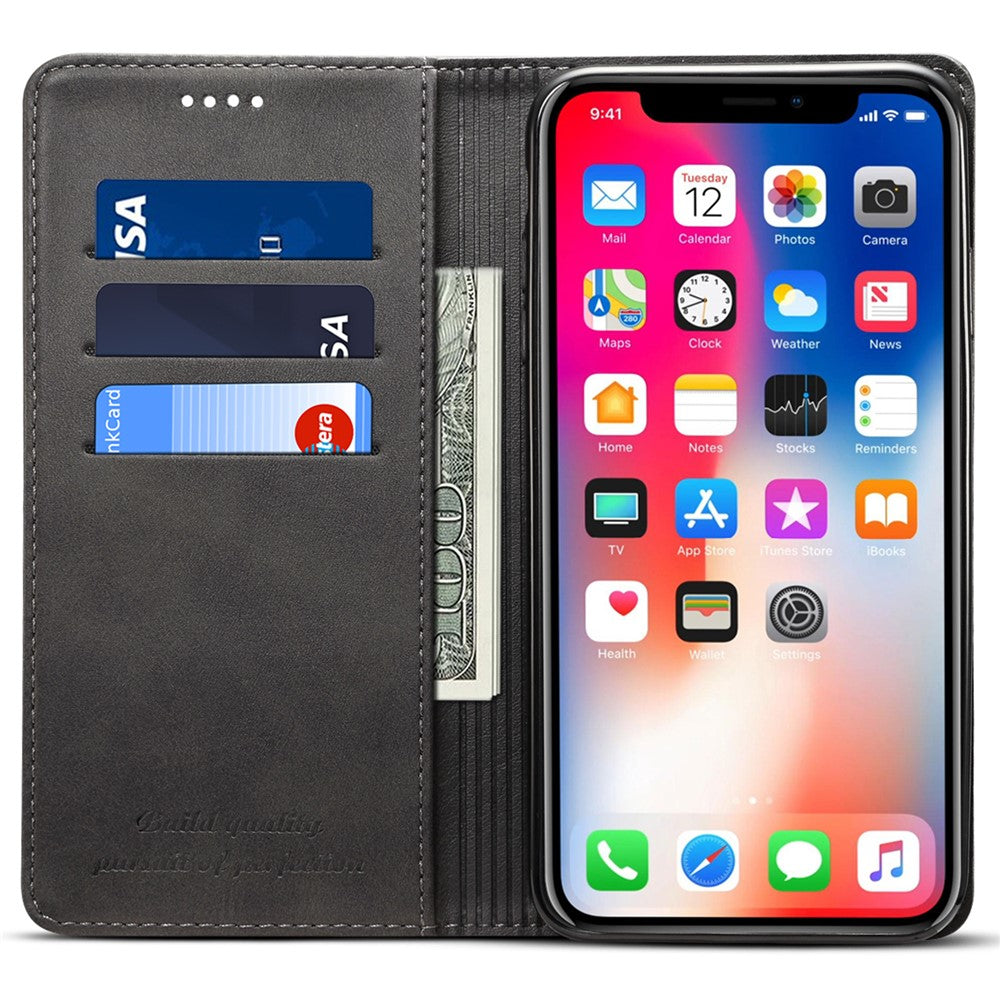 SUTENI Tekstureret overflade Folio Flip Beskyttelsesetui Pung Magnetisk Automatisk Lukning Lædercover med Stand til iPhone XS Max 6,5 tommer