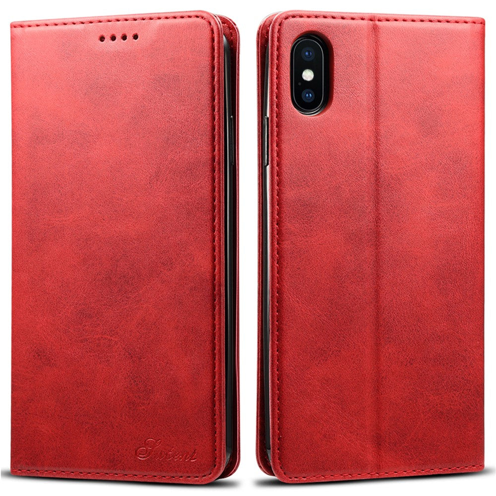 SUTENI Tekstureret overflade Folio Flip Beskyttelsesetui Pung Magnetisk Automatisk Lukning Lædercover med Stand til iPhone XS Max 6,5 tommer