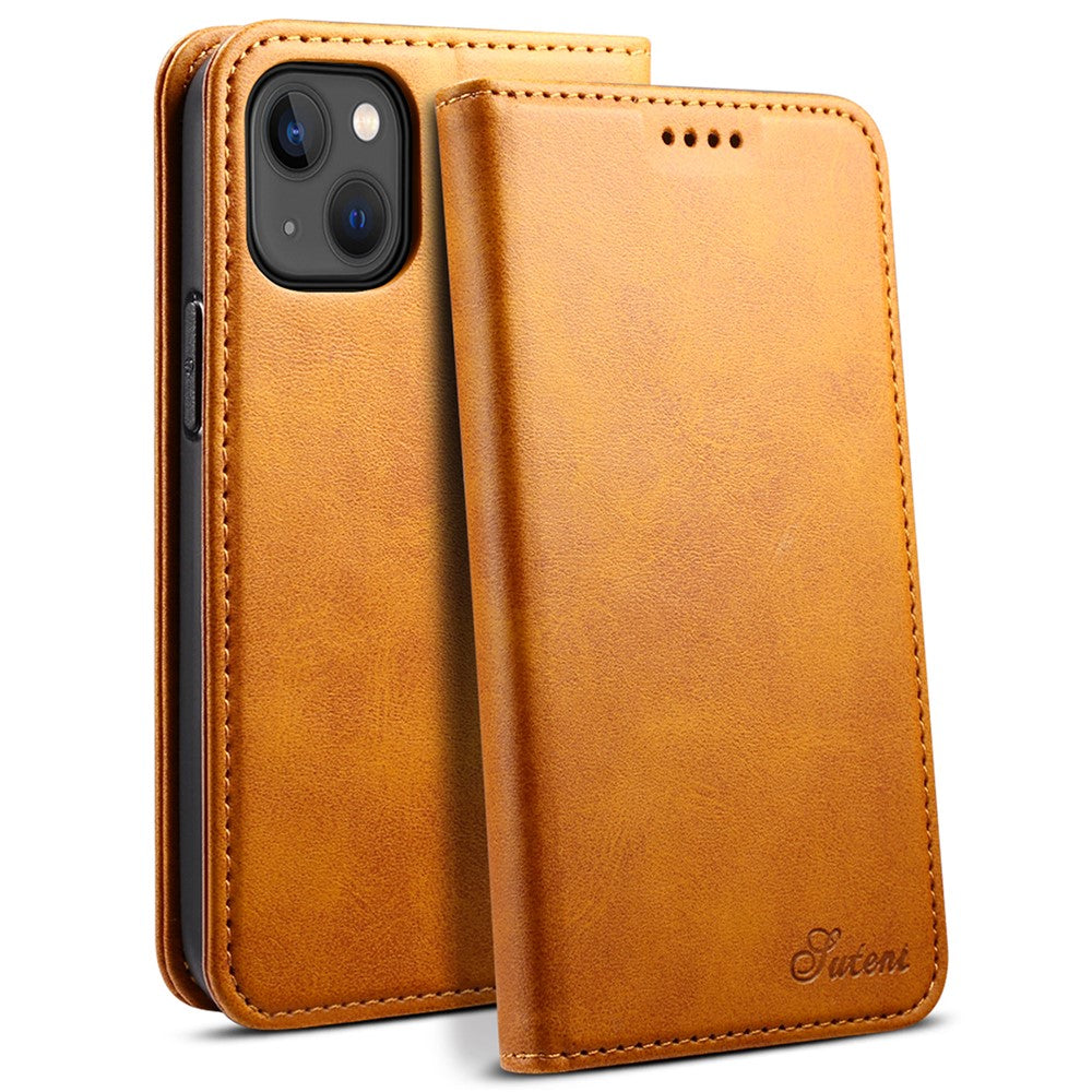 SUTENI Reptåligt plånboksfodral med magnetisk och automatisk stängning i läder + innerfodral i TPU för iPhone 13 mini 5,4 tum