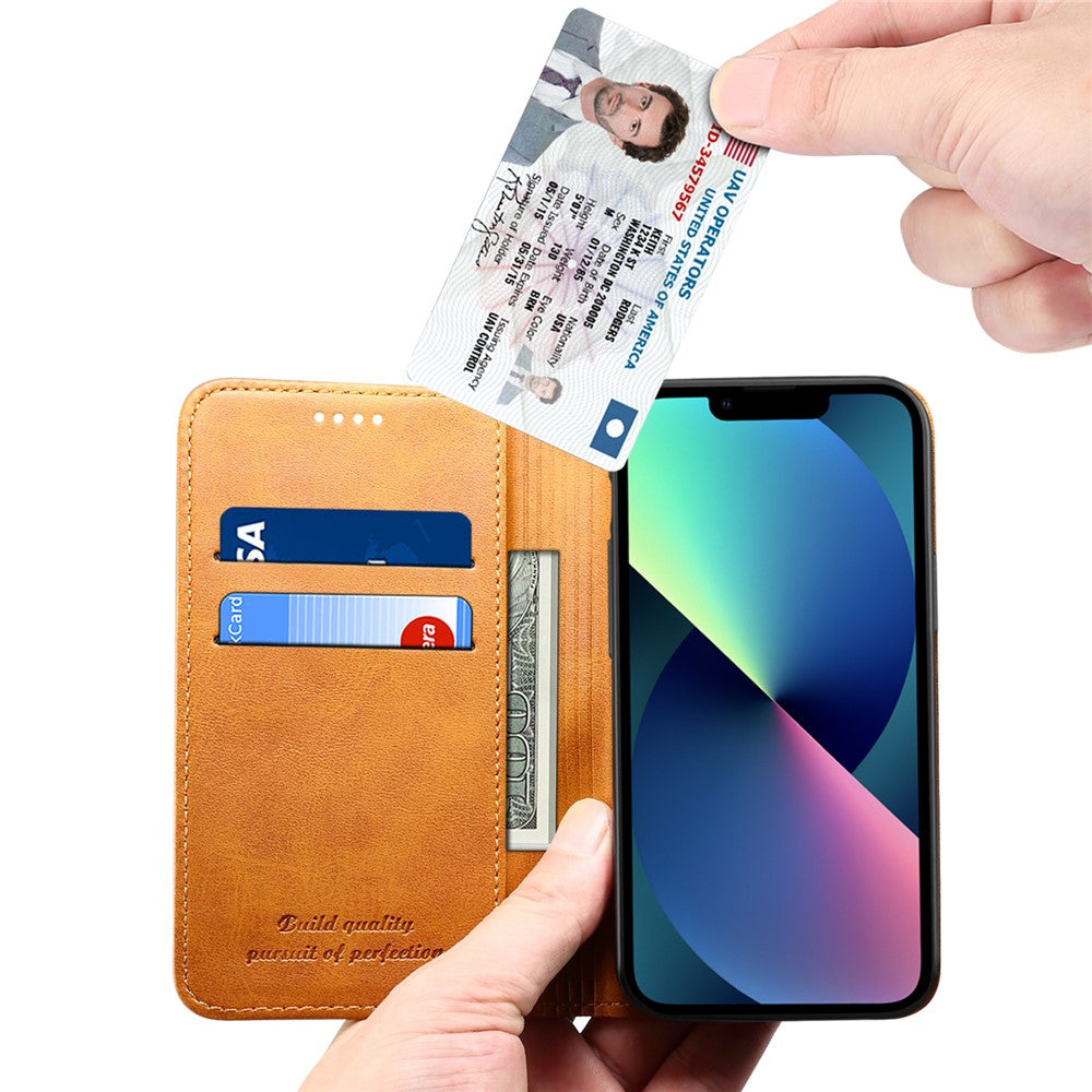 SUTENI Anti-scratch Wallet Stand Design Magnetic Automatic Closing Leather Protective Cover + TPU Inner Case for iPhone 13 mini 5.4 inch