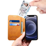 SUTENI Tekstureret overflade Allround beskyttelsescover Magnetisk automatisk lukkende lædercover med stativ og pung til iPhone 12 mini 5,4 tommer