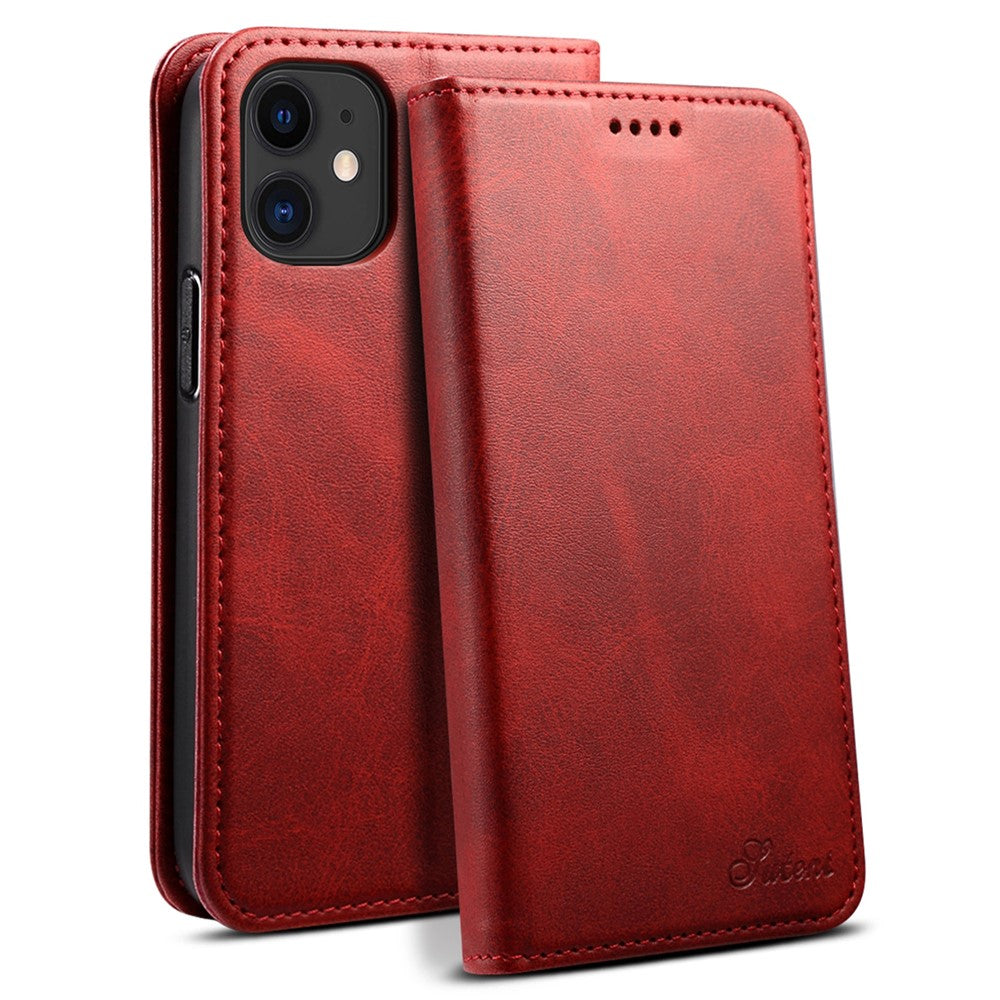 SUTENI Tekstureret overflade Allround beskyttelsescover Magnetisk automatisk lukkende lædercover med stativ og pung til iPhone 12 mini 5,4 tommer