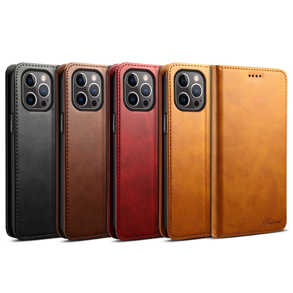 SUTENI Textured Surface Magnetic Automatic Closing Wallet Stand Design Leather Case for iPhone 12/12 Pro 6.1 inch