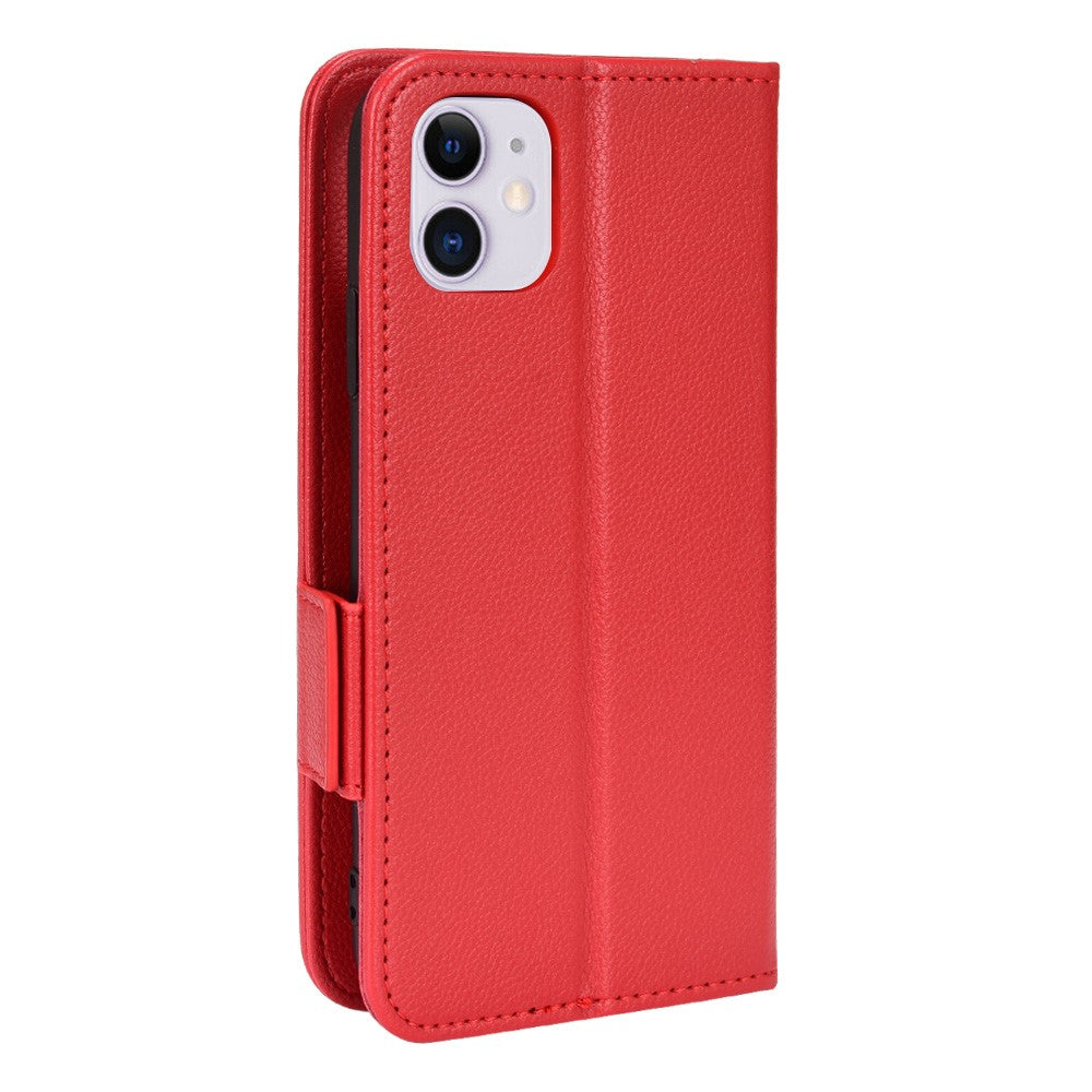 For iPhone 11 6.1 inch Magnetic Smartphone Shell Litchi Texture Anti-fingerprint PU Leather Stand Wallet Case Mobile Phone Cover