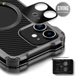 R-JUST RJ-51 Back Hollow Heat Dissipation Carbon Fiber PC + Aluminum Alloy Phone Case Support Wireless Charging for iPhone 12 Pro 6.1 inch