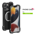 R-JUST RJ-51 Back Hollow Heat Dissipation Carbon Fiber PC + Aluminum Alloy Phone Case Support Wireless Charging for iPhone 12 Pro 6.1 inch