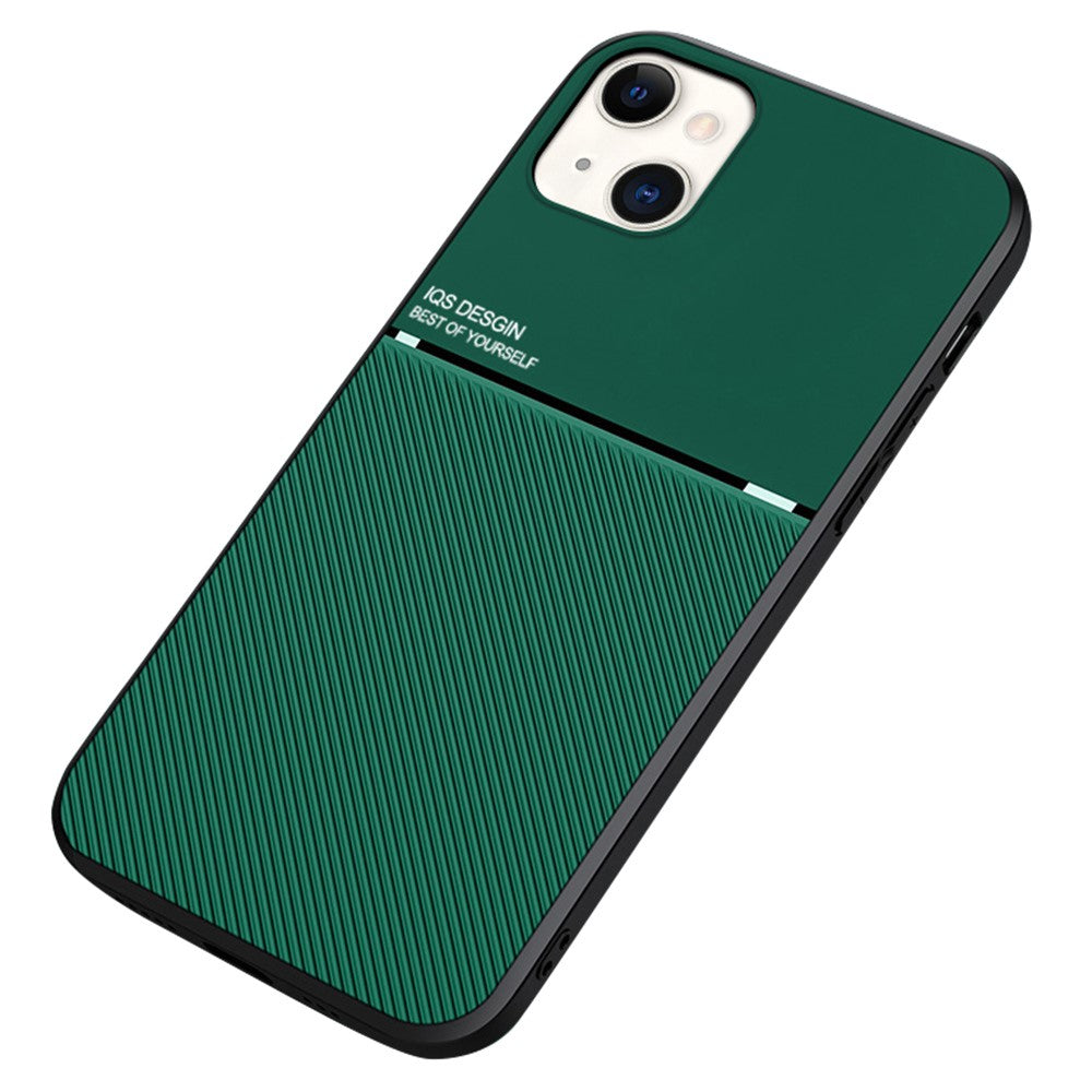 Lätt bakstycke i TPU + PU-läder, smalt, stötsäkert mobilfodral med inbyggd magnetisk metallplåt för iPhone 13 6,1 tum