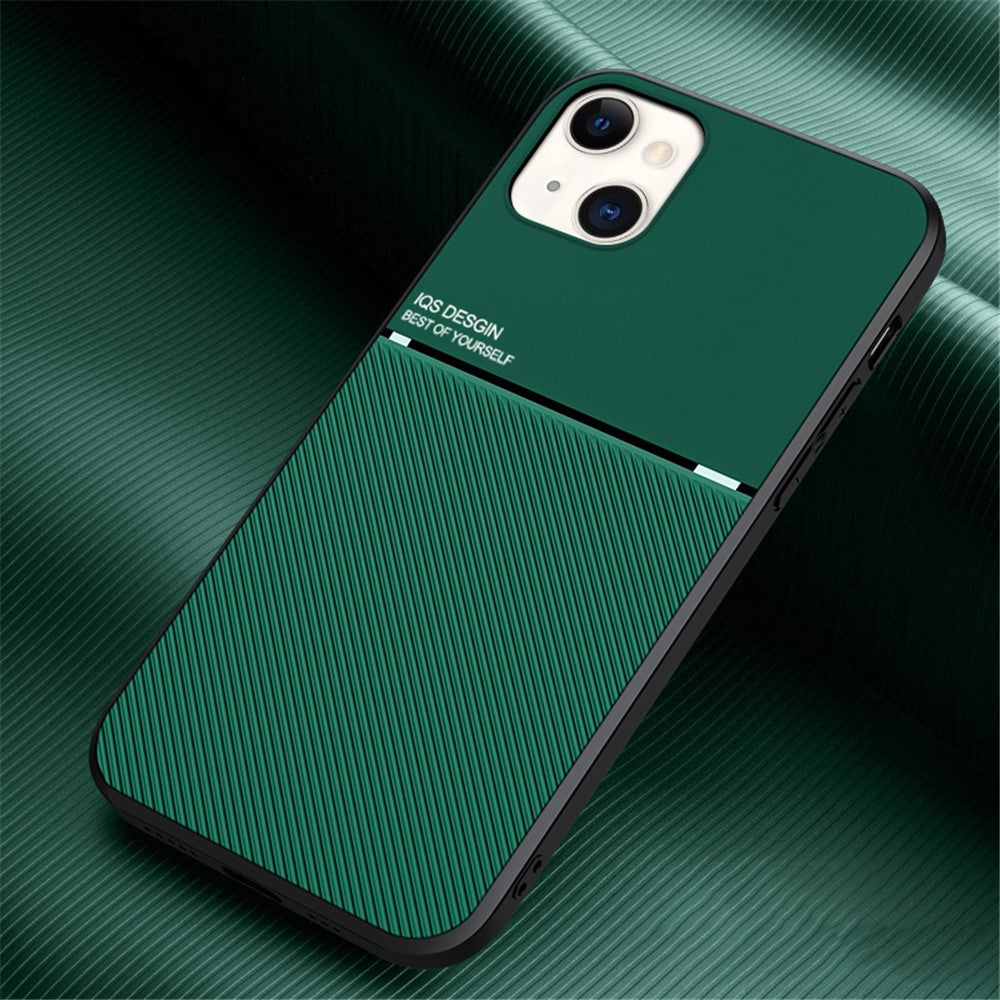 Lätt bakstycke i TPU + PU-läder, smalt, stötsäkert mobilfodral med inbyggd magnetisk metallplåt för iPhone 13 6,1 tum