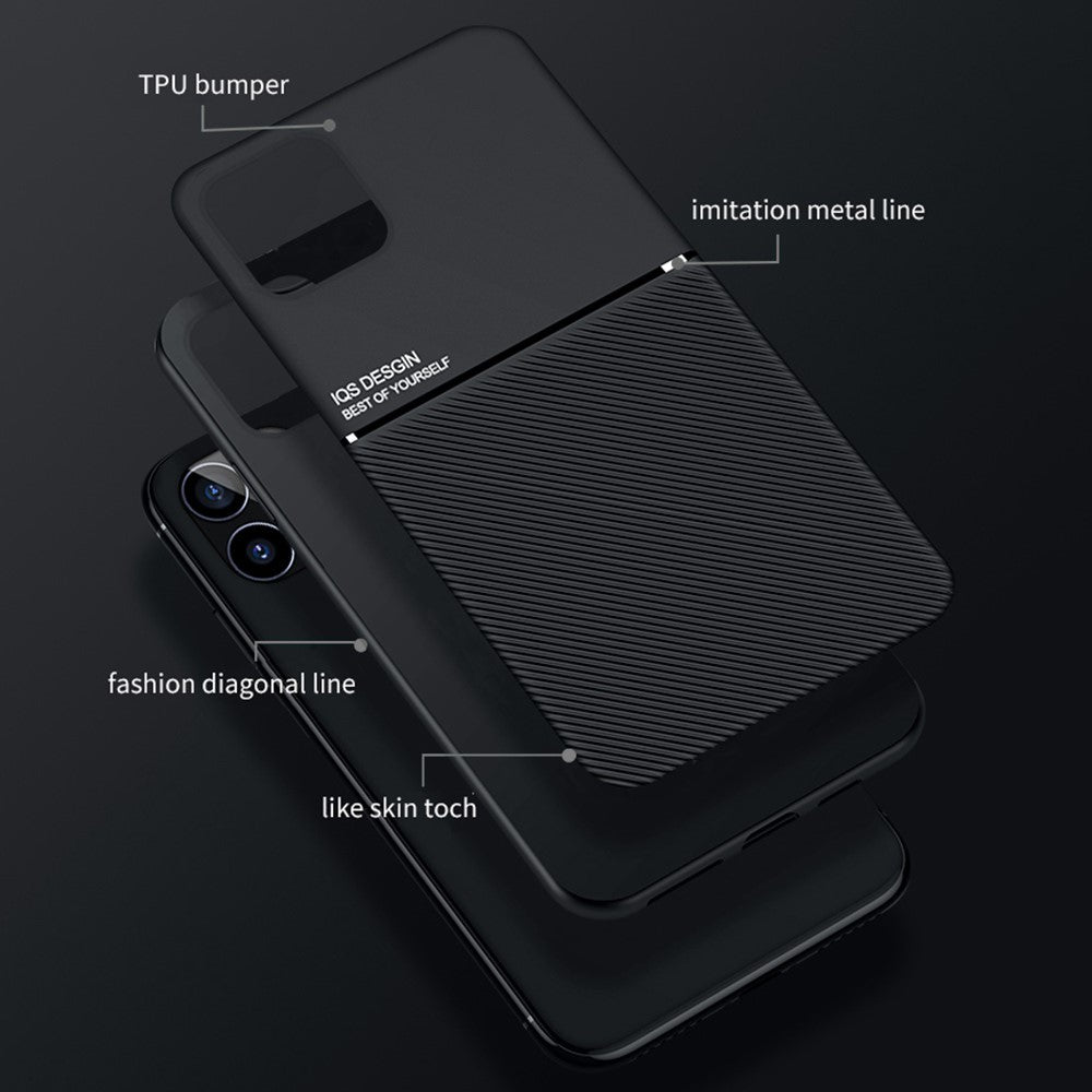 Lätt bakstycke i TPU + PU-läder, smalt, stötsäkert mobilfodral med inbyggd magnetisk metallplåt för iPhone 13 6,1 tum