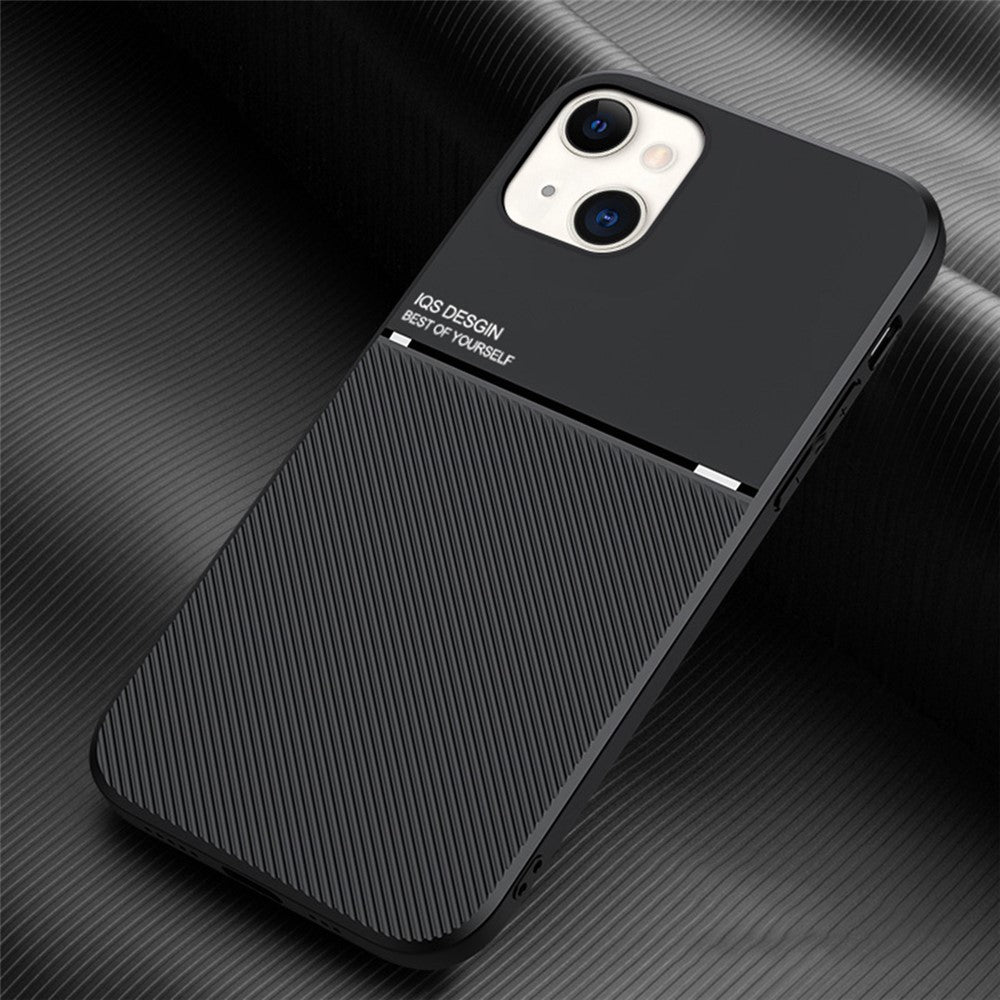 Til iPhone 13 mini 5,4 tommer Præcist udskåret tekstureret anti-fald TPU + PU-læder telefoncover med indbygget magnetisk metalplade
