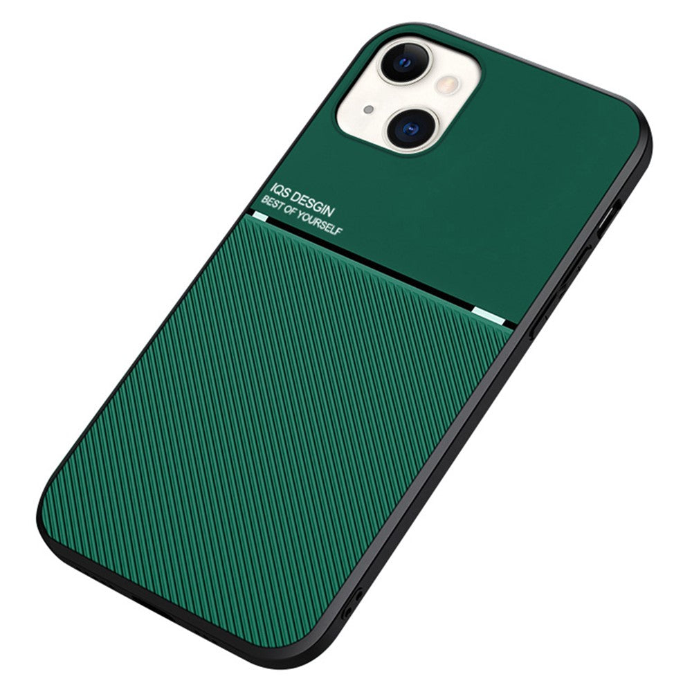 Til iPhone 13 mini 5,4 tommer Præcist udskåret tekstureret anti-fald TPU + PU-læder telefoncover med indbygget magnetisk metalplade