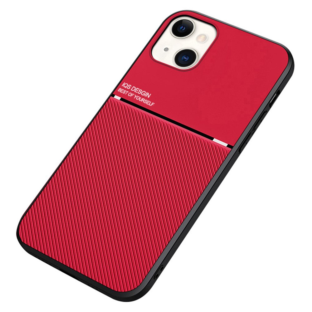 Til iPhone 13 mini 5,4 tommer Præcist udskåret tekstureret anti-fald TPU + PU-læder telefoncover med indbygget magnetisk metalplade
