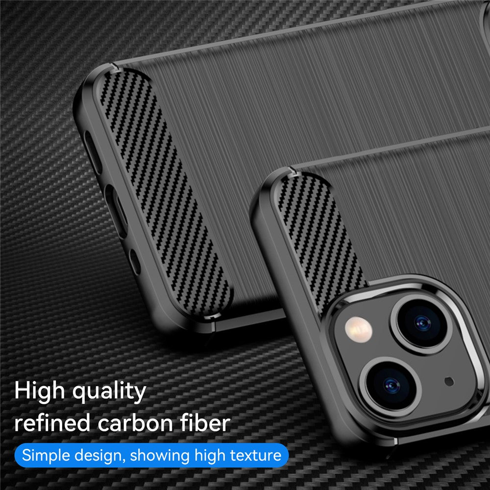 1,8 mm fleksibelt TPU anti-ridse kulfiberbørstet beskyttende cover til iPhone 13 6.1 tommer