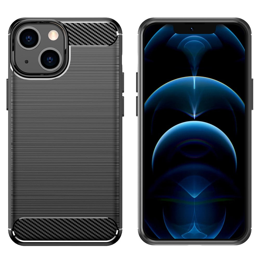 1.8mm Flexible TPU Anti-Scratch Carbon Fiber Brushed Protective Cover Phone Back Case for iPhone 13 6.1 inch