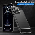 1,8 mm kulfiber børstet tekstur fleksibel TPU anti-fald telefonbagcover til iPhone 13 Pro 6,1 tommer