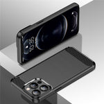 1,8 mm kulfiber børstet tekstur fleksibel TPU anti-fald telefonbagcover til iPhone 13 Pro 6,1 tommer