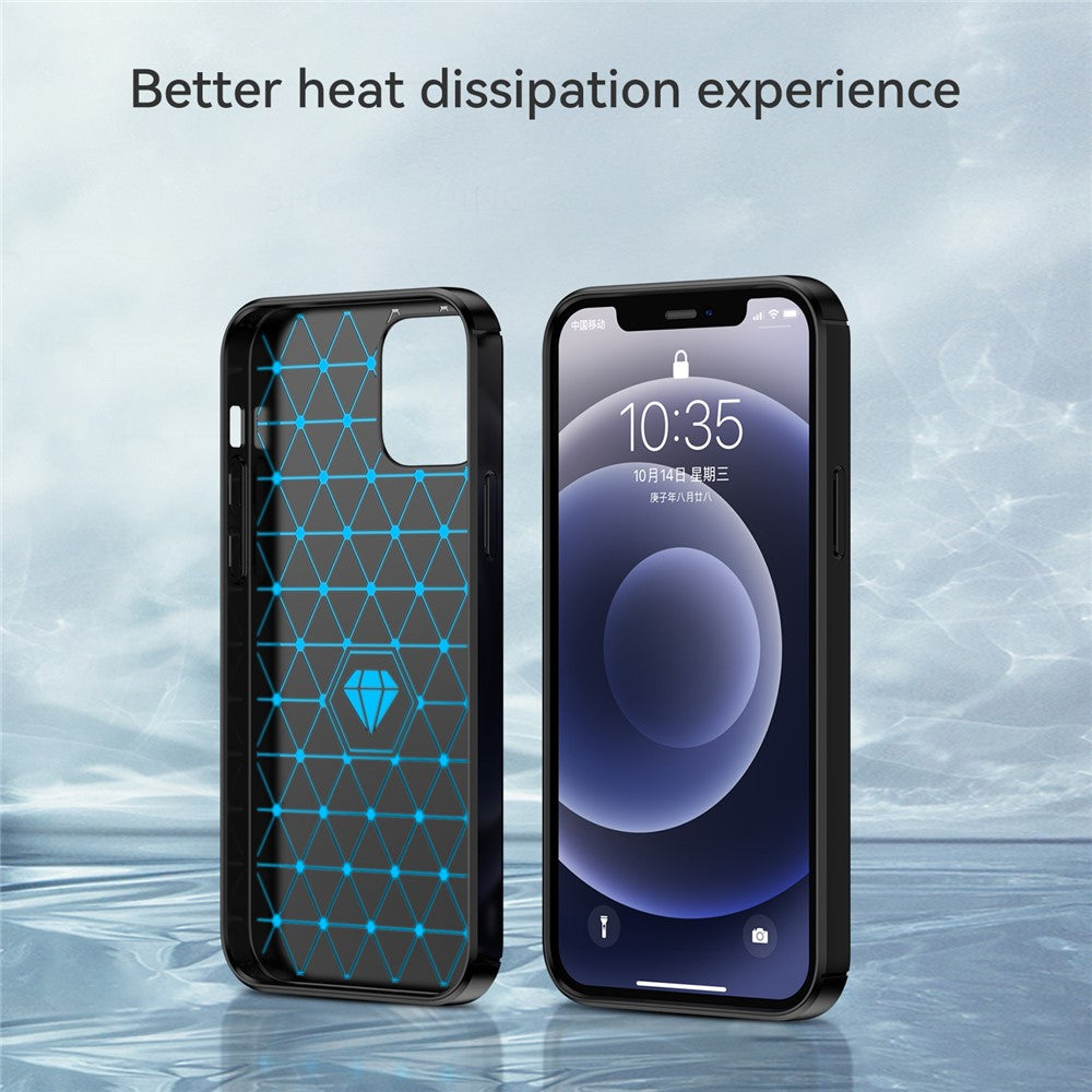1.8mm Carbon Fiber Brushed Texture Heat Dissipation Back Case Flexible TPU Cover for iPhone 12 mini 5.4 inch