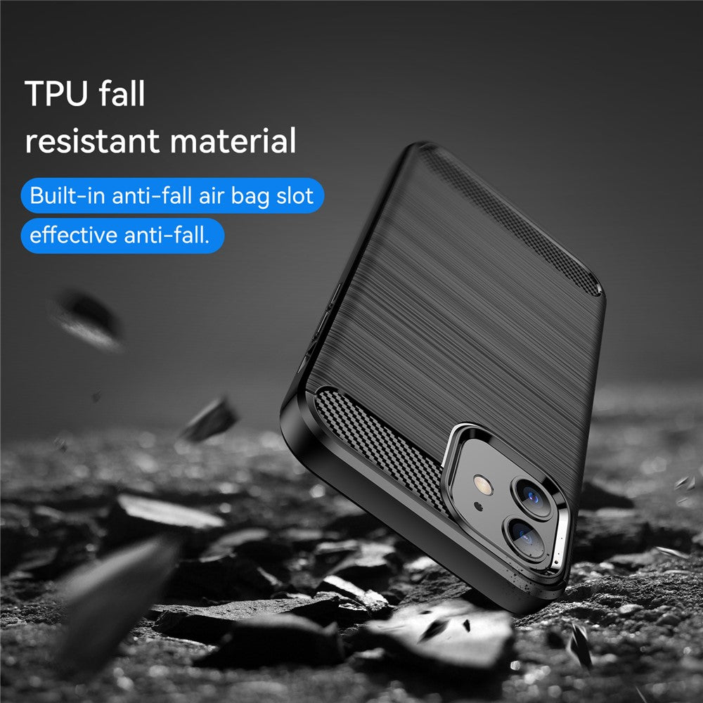 1.8mm Carbon Fiber Brushed Texture Heat Dissipation Back Case Flexible TPU Cover for iPhone 12 mini 5.4 inch