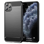 1,8 mm blød TPU-bagside med kulfiberbørstet tekstur til mobiltelefoner, til iPhone 11 Pro Max 6,5 tommer