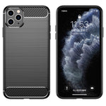 1,8 mm blød TPU-bagside med kulfiberbørstet tekstur til mobiltelefoner, til iPhone 11 Pro Max 6,5 tommer
