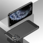1.8mm Carbon Fiber Brushed Texture Shock Absorption TPU Back Case Mobile Phone Cover for iPhone 11 Pro 5.8 inch