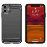 1.8mm Carbon Fiber Brushed Texture Impact Buffer TPU Back Case Mobile Phone Cover for iPhone 11 6.1 inch