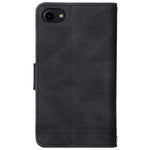 Skin-touch Stribet Præget Læder Cover Med Kortpladser Flip Wallet Stand Beskyttelsesetui med Lynlåslomme til iPhone SE (2022)/SE (2020)/8/7