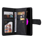 Skin-touch Stribet Præget Læder Cover Med Kortpladser Flip Wallet Stand Beskyttelsesetui med Lynlåslomme til iPhone SE (2022)/SE (2020)/8/7