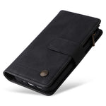 Skin-touch Stribet Præget Læder Cover Med Kortpladser Flip Wallet Stand Beskyttelsesetui med Lynlåslomme til iPhone SE (2022)/SE (2020)/8/7