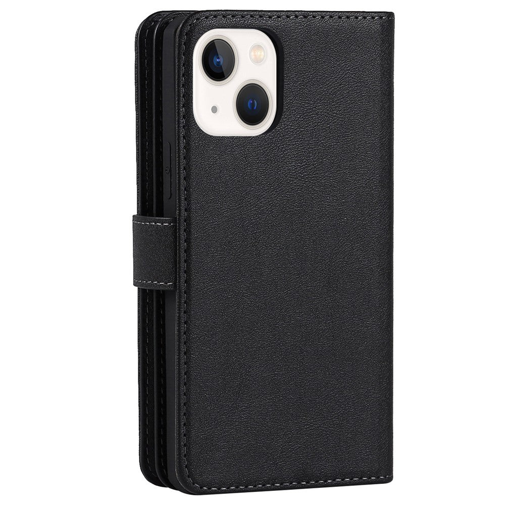 Shock Absorption Detachable PU Leather Wallet Stand Phone Case Shell with Wrist Strap for iPhone 13 mini 5.4 inch