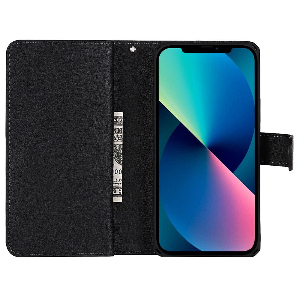 Shock Absorption Detachable PU Leather Wallet Stand Phone Case Shell with Wrist Strap for iPhone 13 mini 5.4 inch