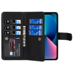 Shock Absorption Detachable PU Leather Wallet Stand Phone Case Shell with Wrist Strap for iPhone 13 mini 5.4 inch
