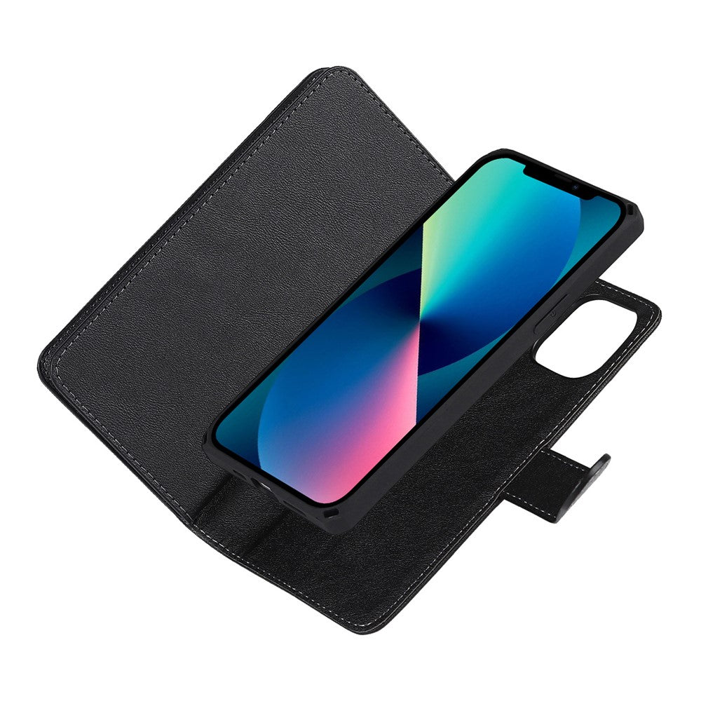 Shock Absorption Detachable PU Leather Wallet Stand Phone Case Shell with Wrist Strap for iPhone 13 mini 5.4 inch
