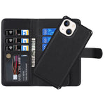 Shock Absorption Detachable PU Leather Wallet Stand Phone Case Shell with Wrist Strap for iPhone 13 mini 5.4 inch