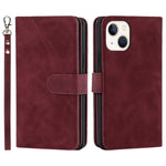 Shock Absorption Detachable PU Leather Wallet Stand Phone Case Shell with Wrist Strap for iPhone 13 mini 5.4 inch