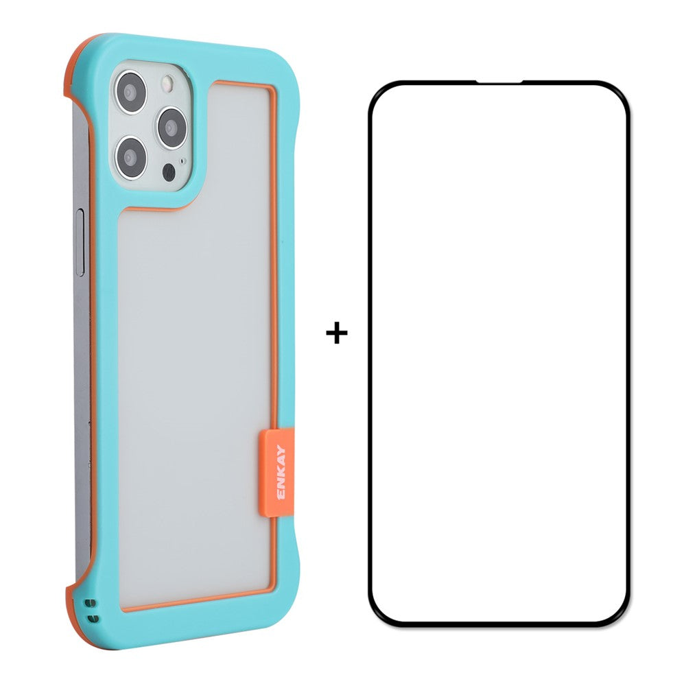 ENKAY HAT PRINCE For iPhone 12 Pro Max 6.7 inch Frameless Slim Phone Case with 9H Tempered Glass Screen Protector Heat Dissipation Phone Cover Drop Resistant Protective Shell