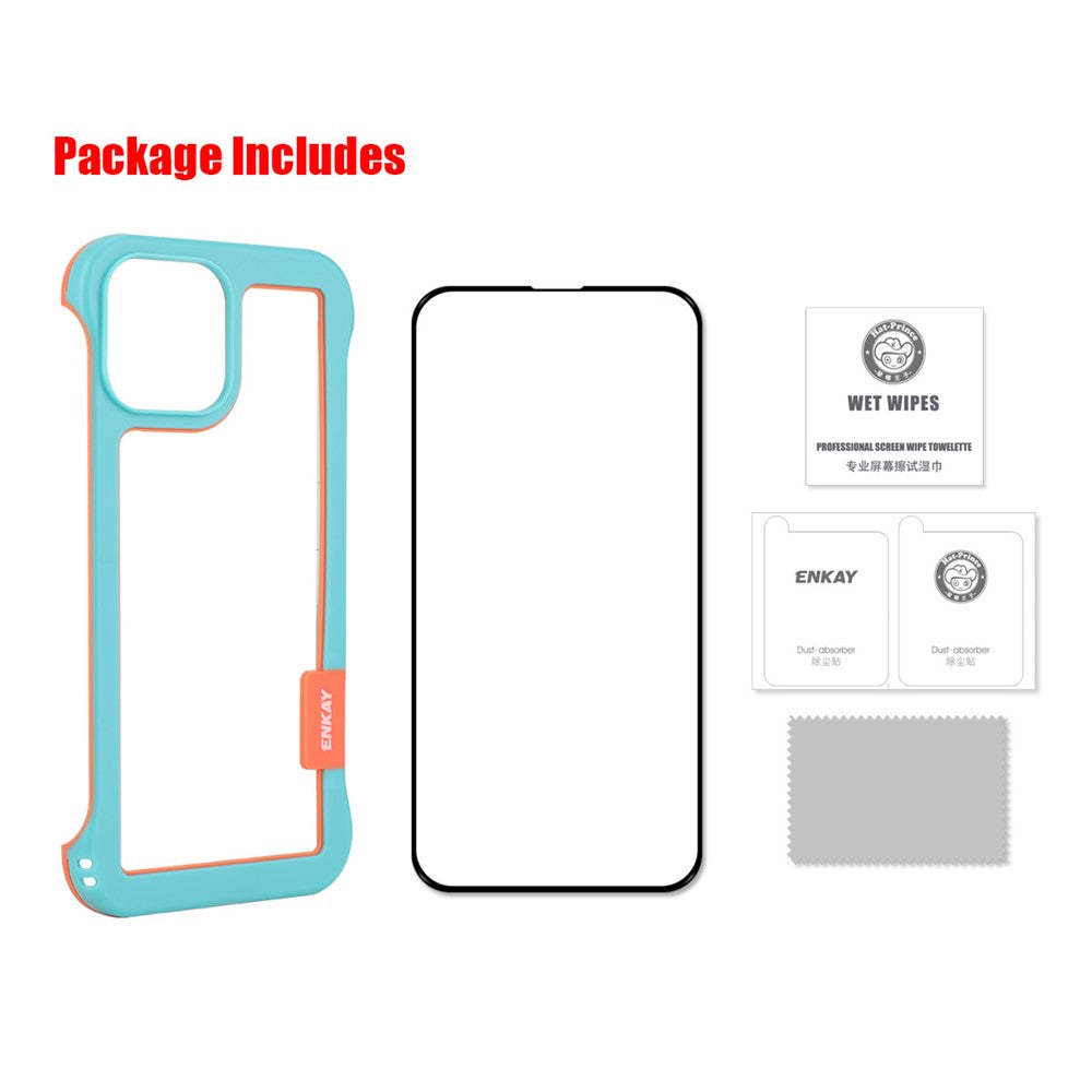 ENKAY HAT PRINCE For iPhone 12 Pro Max 6.7 inch Frameless Slim Phone Case with 9H Tempered Glass Screen Protector Heat Dissipation Phone Cover Drop Resistant Protective Shell