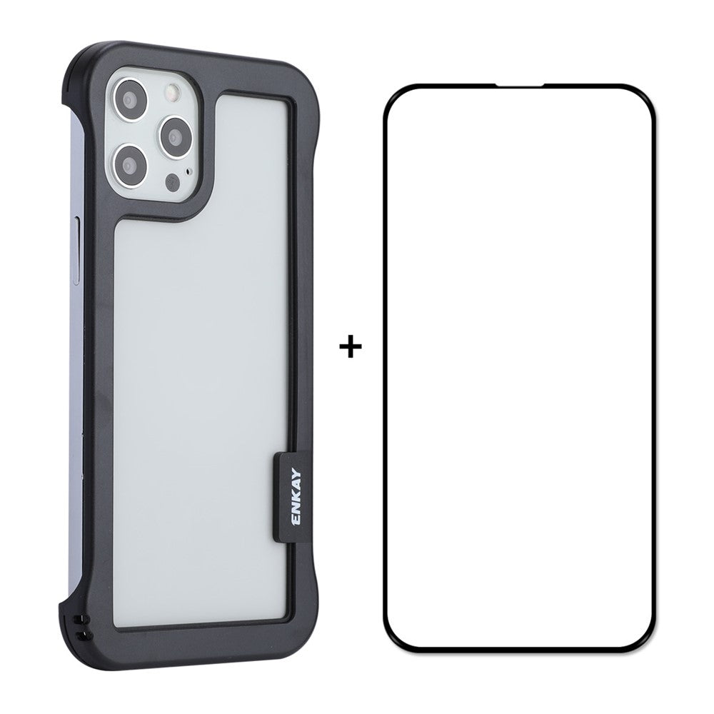 ENKAY HAT PRINCE For iPhone 12 Pro Max 6.7 inch Frameless Slim Phone Case with 9H Tempered Glass Screen Protector Heat Dissipation Phone Cover Drop Resistant Protective Shell