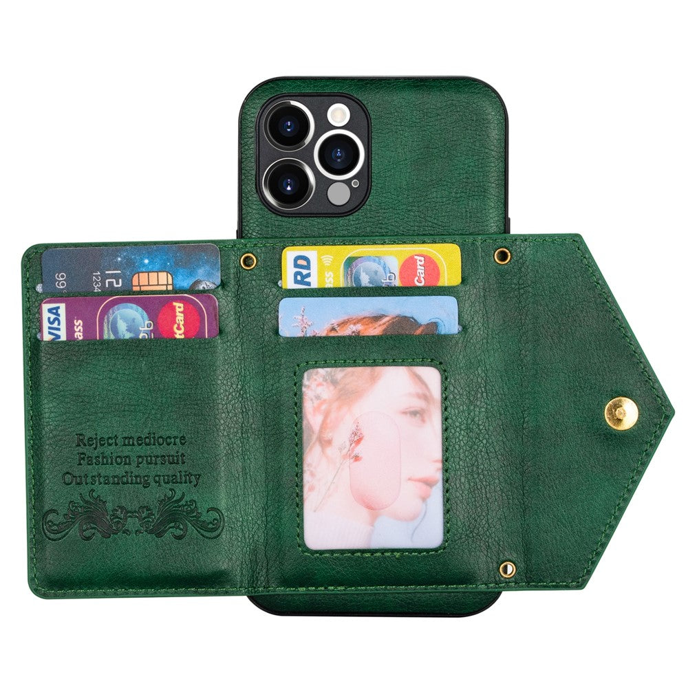 N.BEKUS til iPhone 12 Pro Max 6,7 tommer Wallet med Kickstand Design, Godt Beskyttet PU Læder + TPU Mobiltelefon Cover med Lang Snor