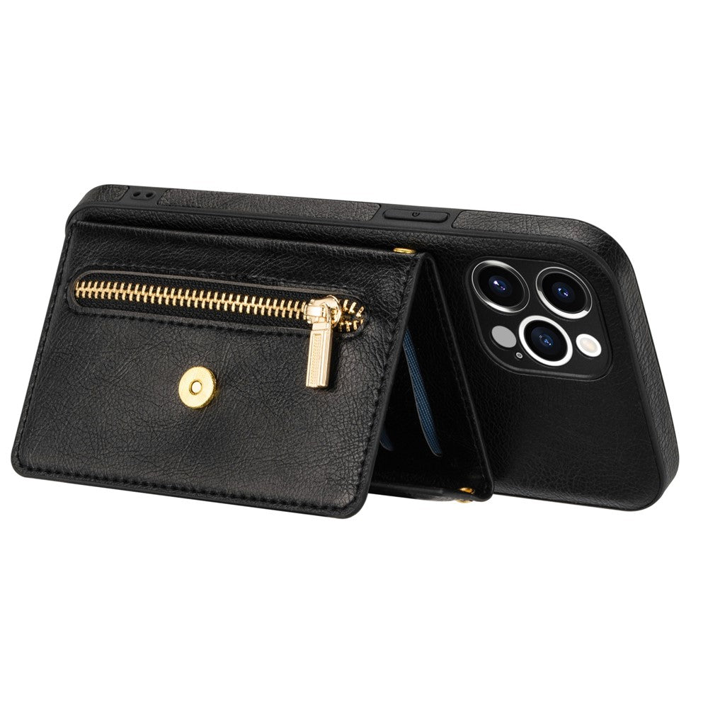 N.BEKUS for iPhone 13 Pro 6.1 inch Anti-scratch Drop-proof Kickstand Design Wallet PU Leather + TPU Phone Shell Case with Long Lanyard