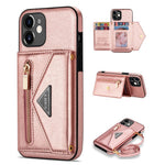 N.BEKUS for iPhone 12 mini 5.4 inch Kickstand Design Wallet Anti-scratch Drop-proof PU Leather + TPU Mobile Phone Case with Long Lanyard