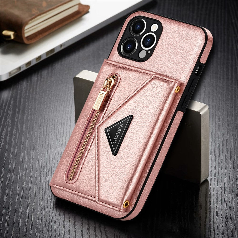 N.BEKUS for iPhone 12 mini 5.4 inch Kickstand Design Wallet Anti-scratch Drop-proof PU Leather + TPU Mobile Phone Case with Long Lanyard