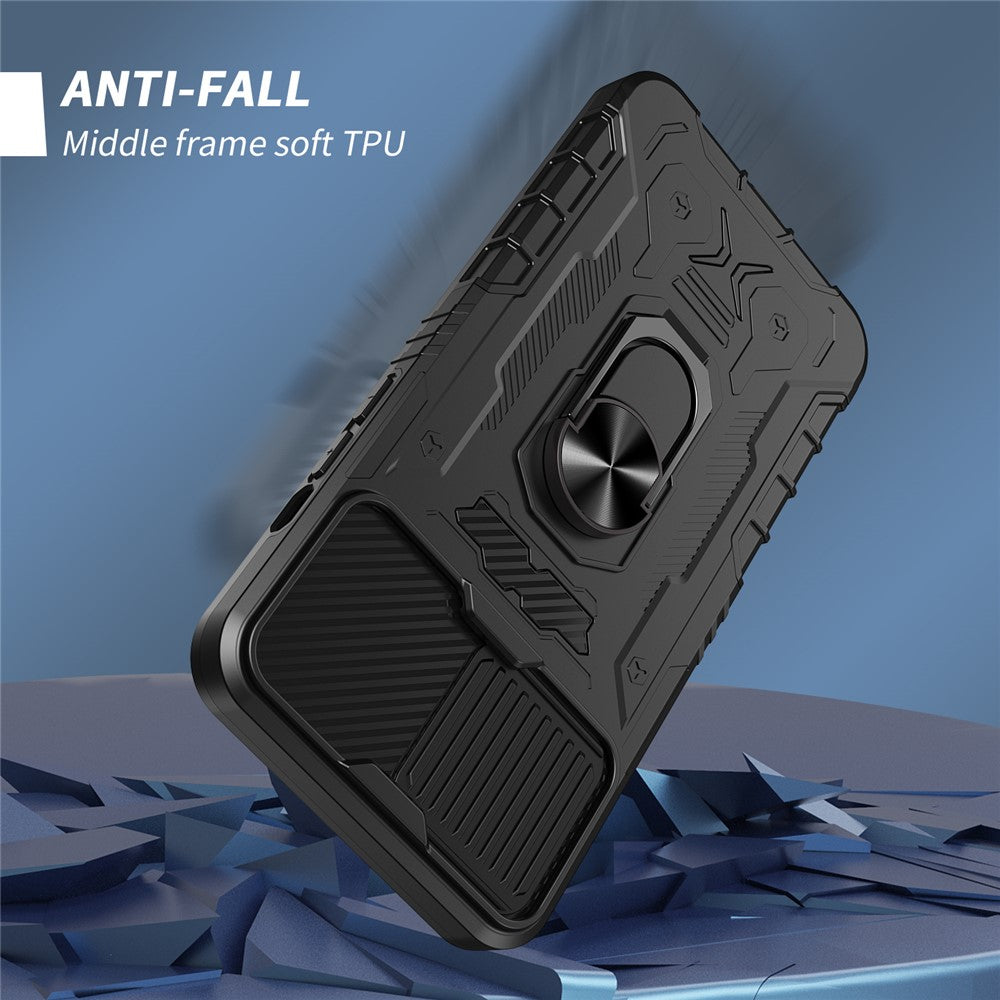 For iPhone 11 Pro Max 6.5 inch All-round Protection Kickstand PC + TPU Phone Case with Tempered Glass Film