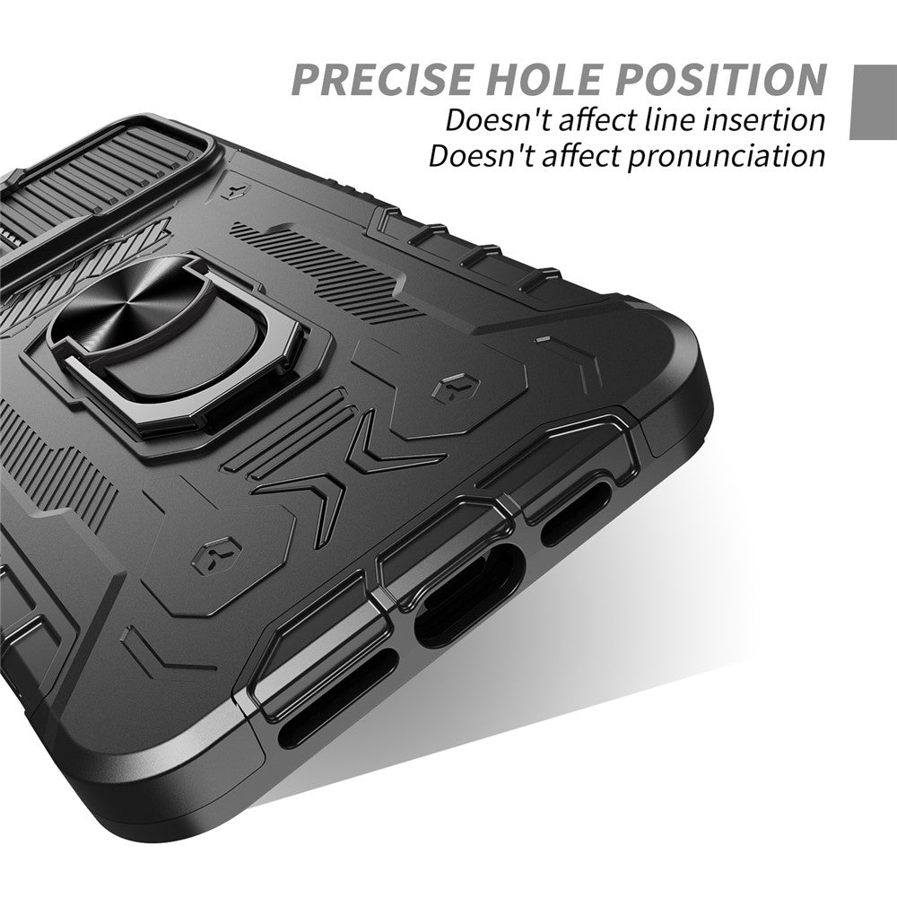 For iPhone 11 Pro Max 6.5 inch All-round Protection Kickstand PC + TPU Phone Case with Tempered Glass Film